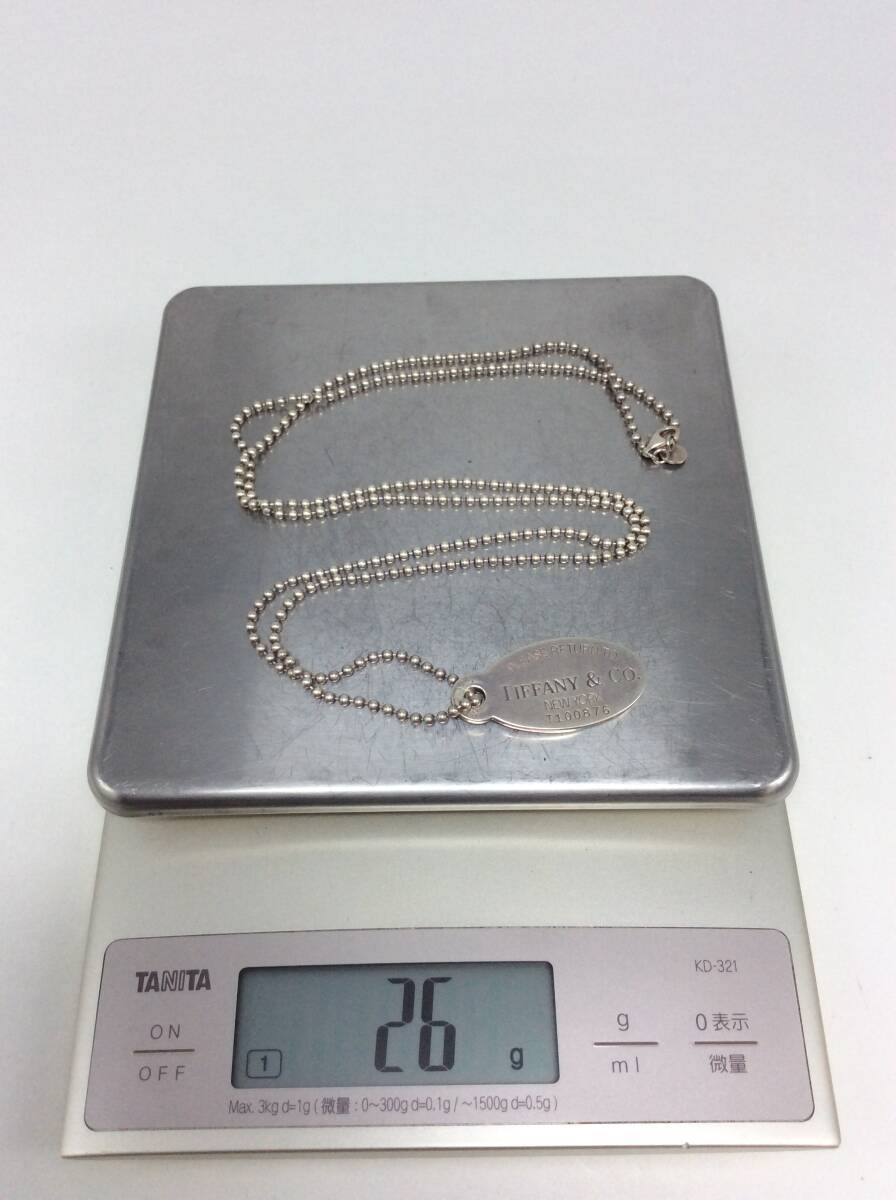 MM27♪TIFFANY & Co. ティファニー リターントゥ オーバル タグ ボールチェーン SV925 ネックレス シルバー 約26ｇ 現状品♪_画像8