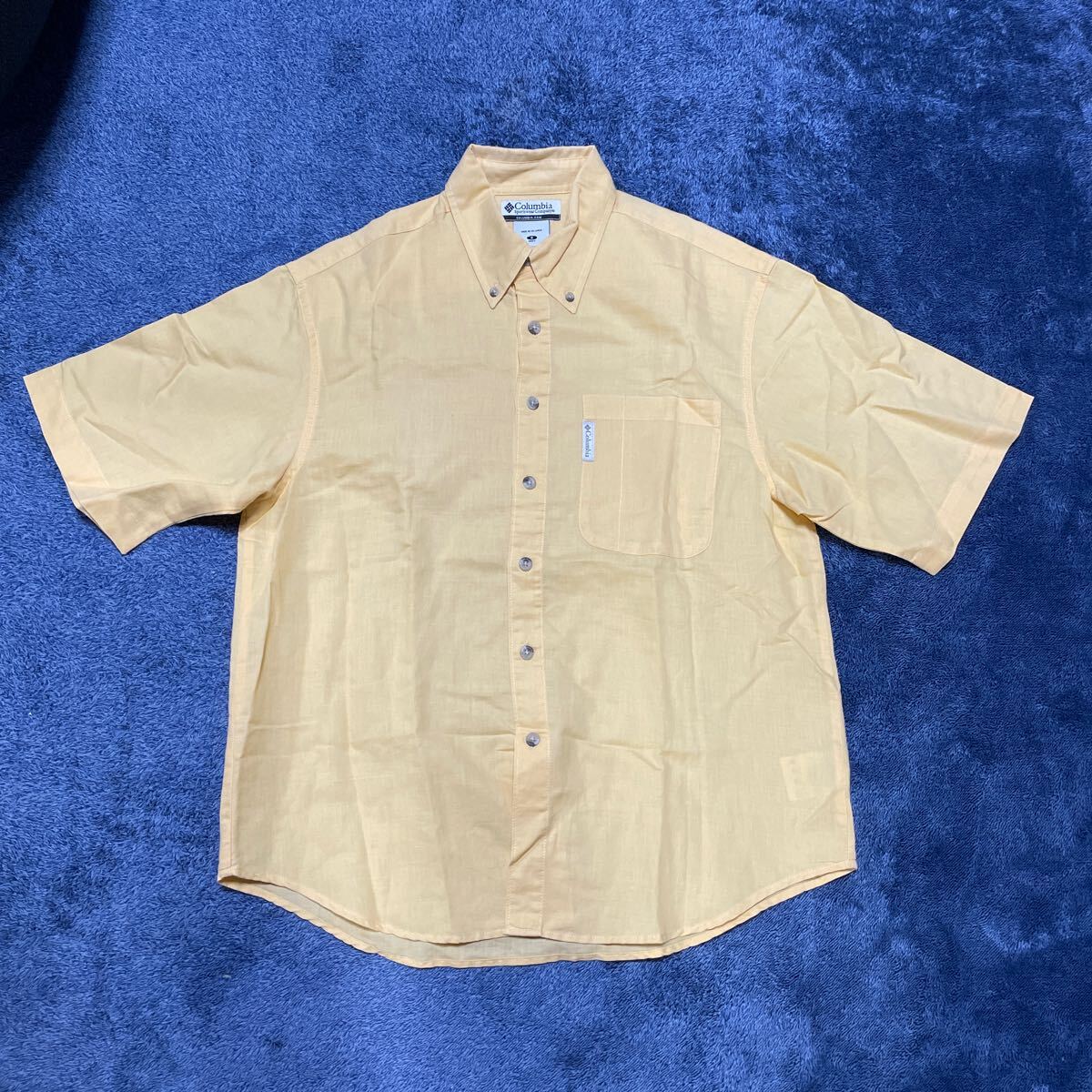 Columbia コロンビア 綿麻 半袖シャツ メンズUSサイズS アウトドア ボタンダウンシャツの画像1