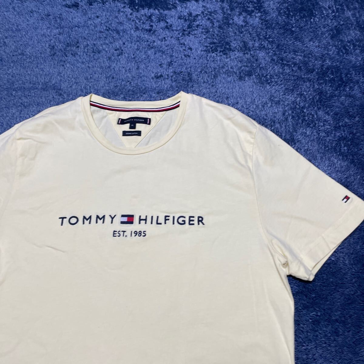 ②TOMMY HILFIGER トミーヒルフィガー オーガニックコットン Tシャツ メンズサイズXL イエロー系の画像7