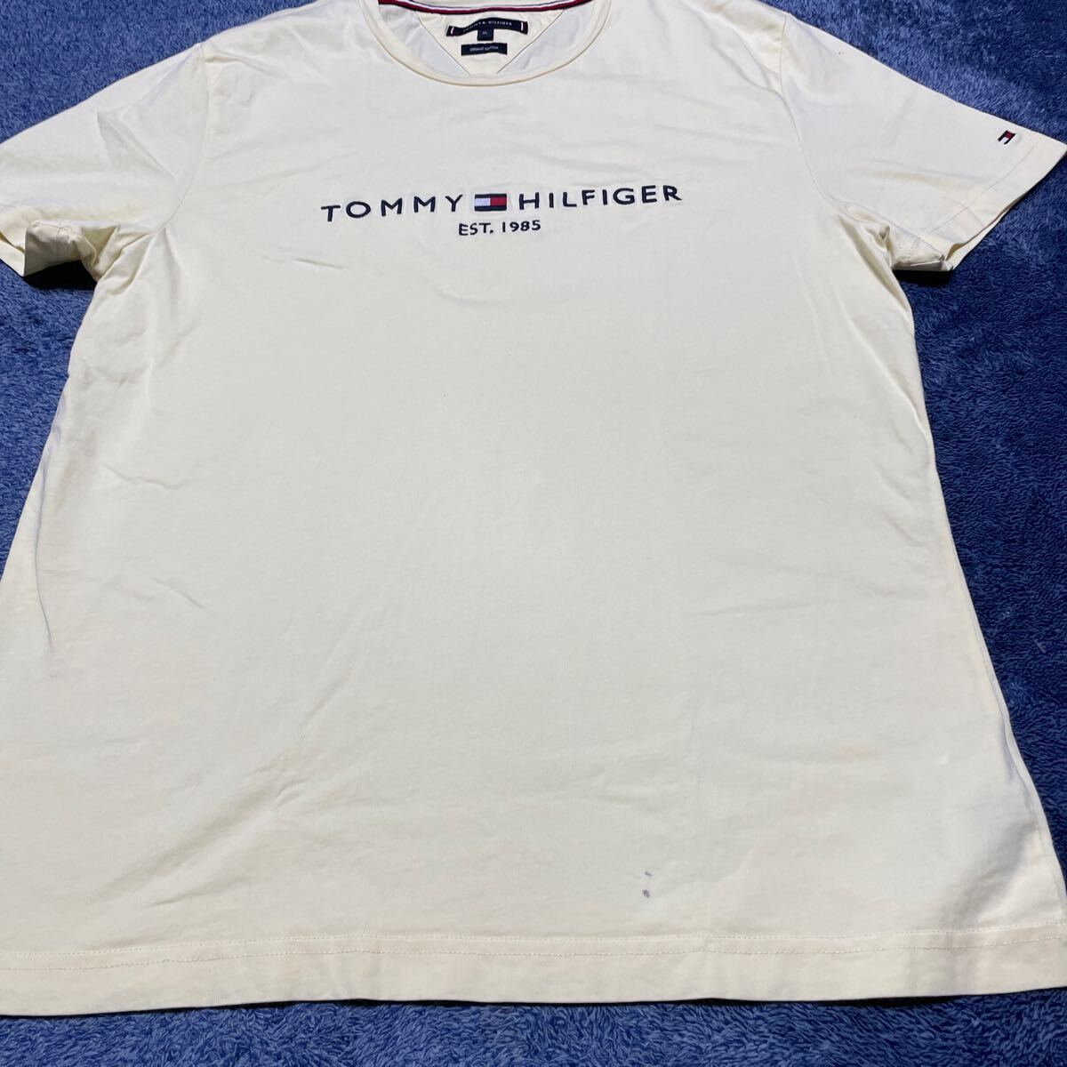 ②TOMMY HILFIGER トミーヒルフィガー オーガニックコットン Tシャツ メンズサイズXL イエロー系の画像9