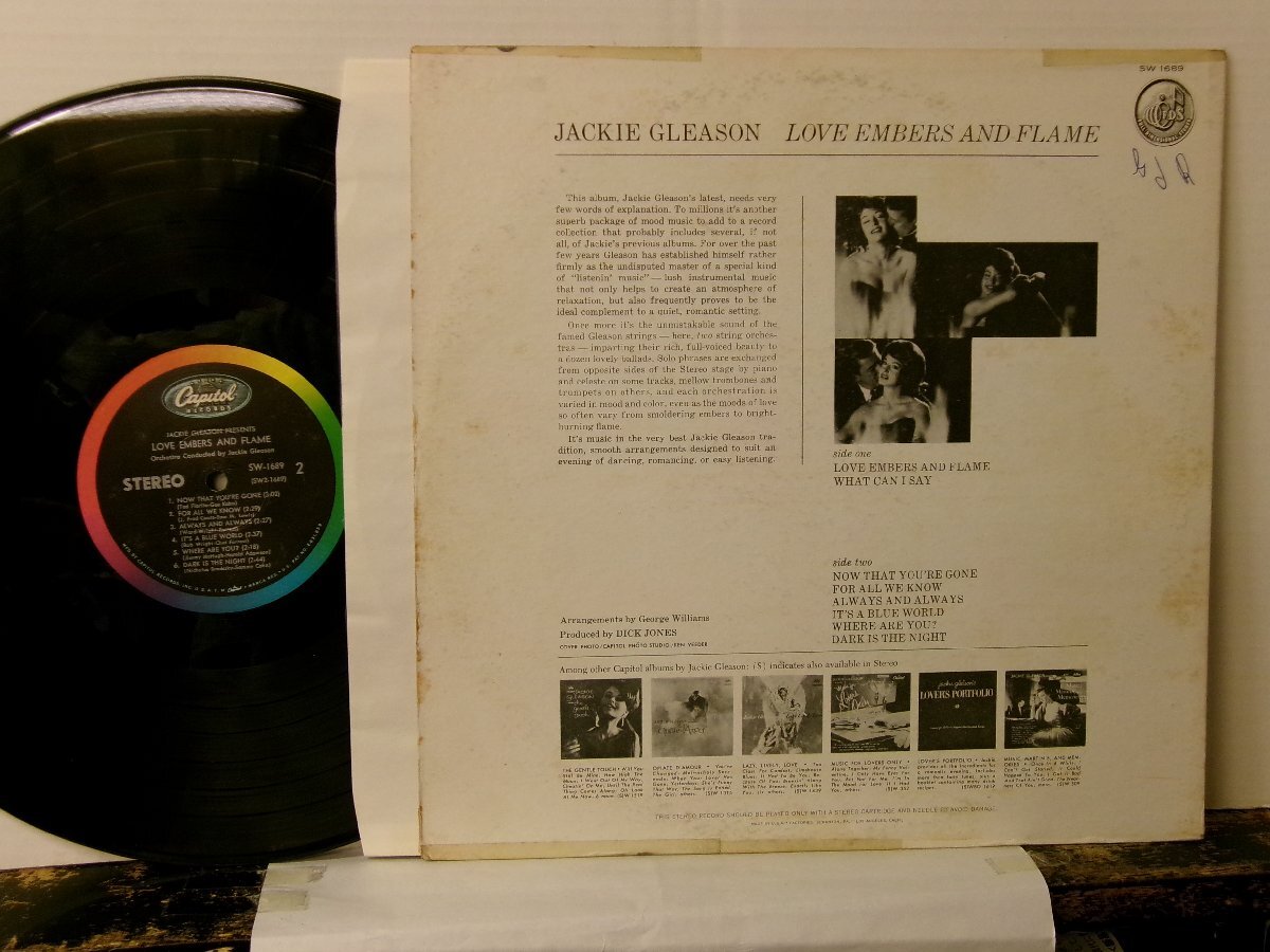▲LP JACKIE GLEASON ジャッキー・グリーソン / LOVE EMBERS AND FLAME 輸入盤 CAPITOL SW-1689 ムード◇r60511_画像2