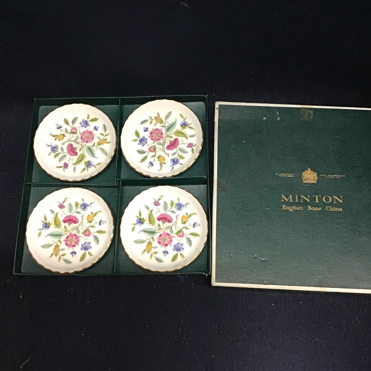 MINTON 豆皿 HADDON 小皿 プレート 花柄 ミントン 洋食器 ハドンホール ４枚 紙箱入り 送料一律520円の画像1