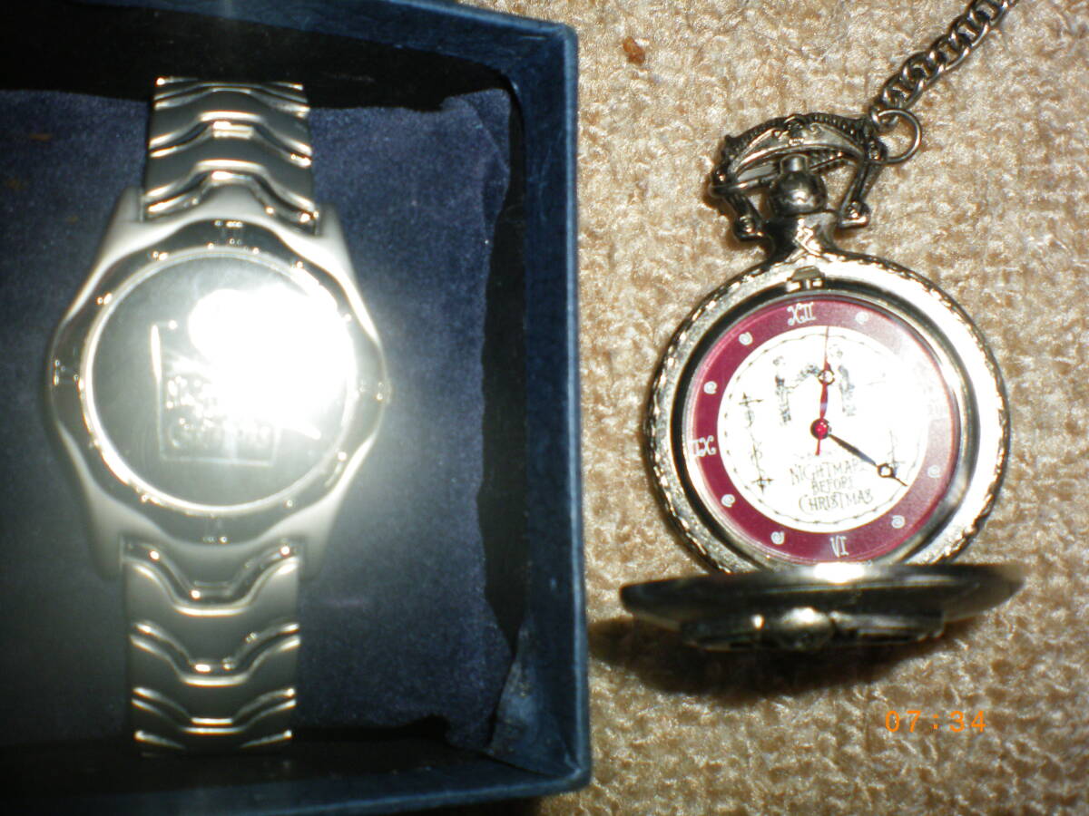 未使用品：ナイトメアビフォアクリスマスの腕時計・懐中時計セット 全国定形外350円発送可能_画像3