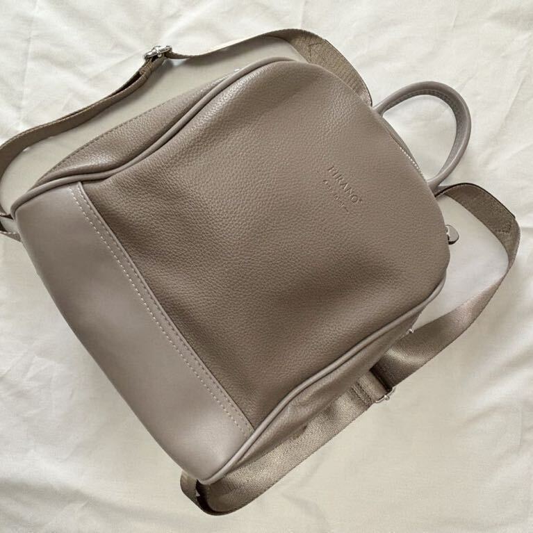 FIRANO side pocket midi rucksack shoulder bag pouch card-case 4 point full set taupe 