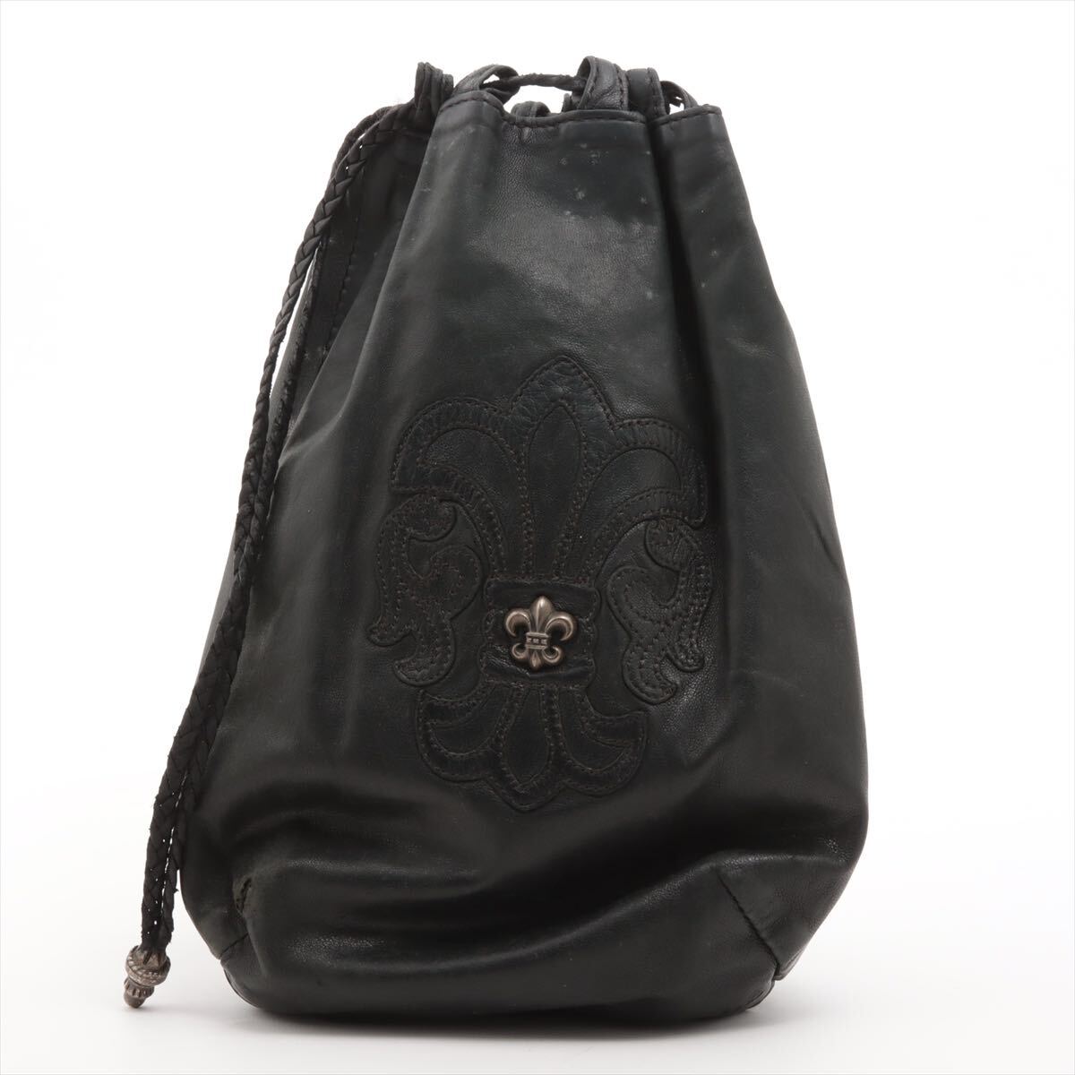 希少◇Chrome Hearts クロムハーツ 巾着バッグ BSフレアパッチ ドローストリングサック DRW STRNG SACK ドロー ストリングサックレザー _画像1