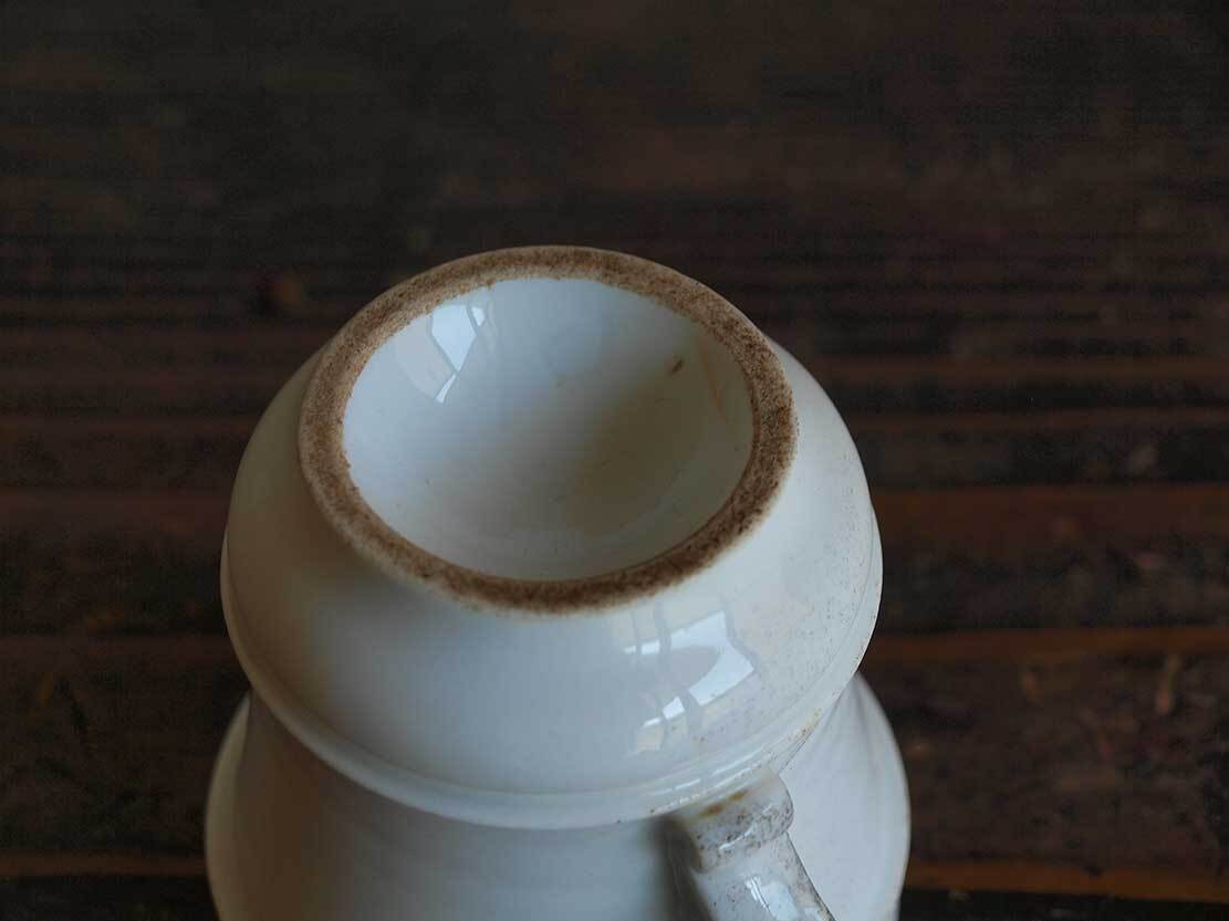 白釉薬 形が美しいカップ ブリュロカップ 7.5m×高8cm 陶器 1900年代 スペイン古陶 コーヒーカップ エスプレッソ アンティーク/J895_画像2