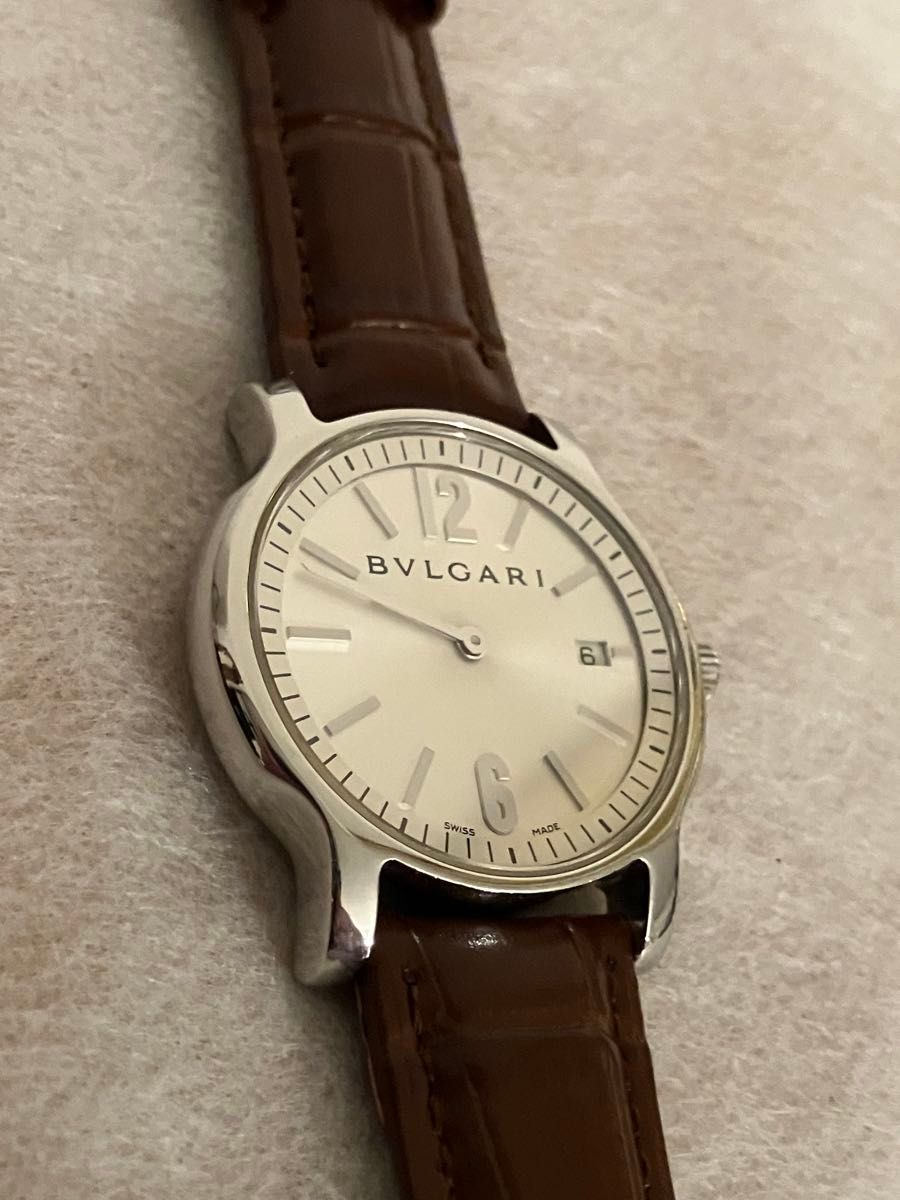 値下げ 稼働★ブルガリ Bvlgari ST35S（ソロテンポ） メンズ クォーツ腕時計※革ベルト新品交換済