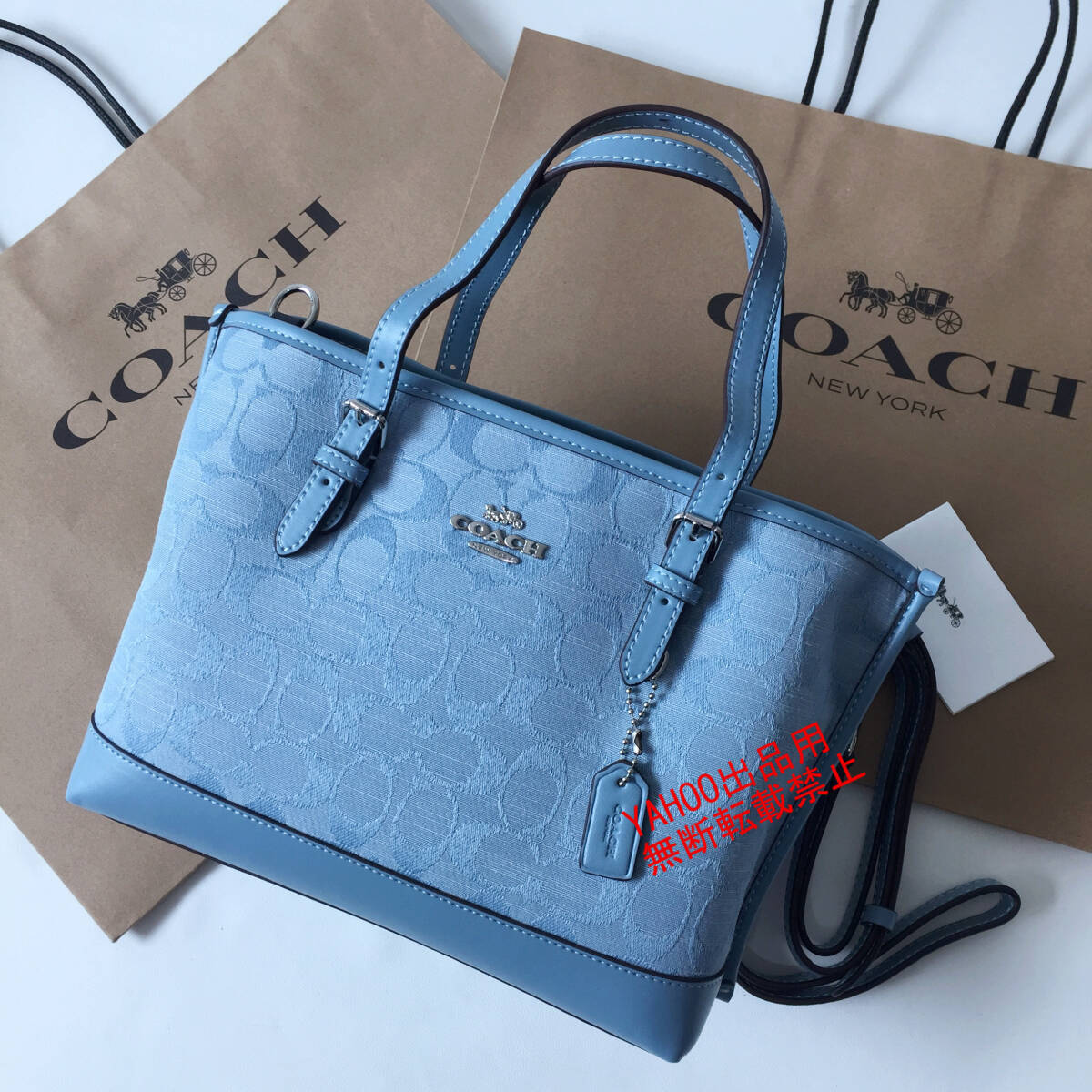 ★COACHバッグ★コーチ CH228 デニムブルー ハンドバッグ トートバッグ ショルダーバッグ 手提げバッグ レディーバッグ アウトレット品 の画像1