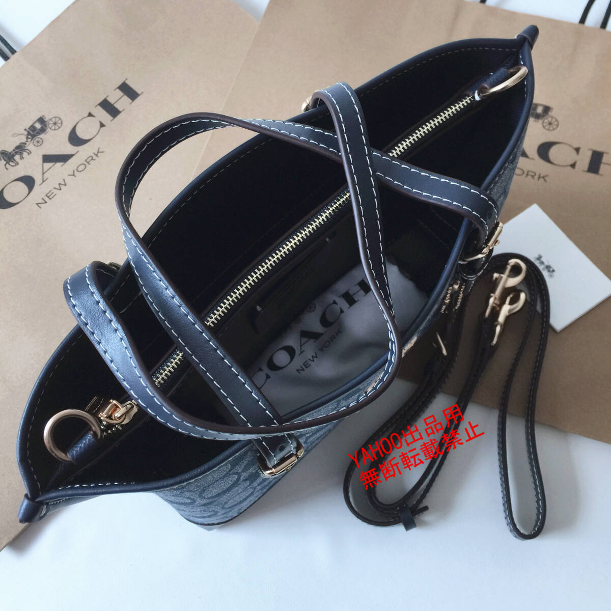 ★COACHバッグ★コーチ CH228 デニムネイビー ハンドバッグ トートバッグ ショルダーバッグ 手提げバッグ レディーバッグ アウトレット品の画像6