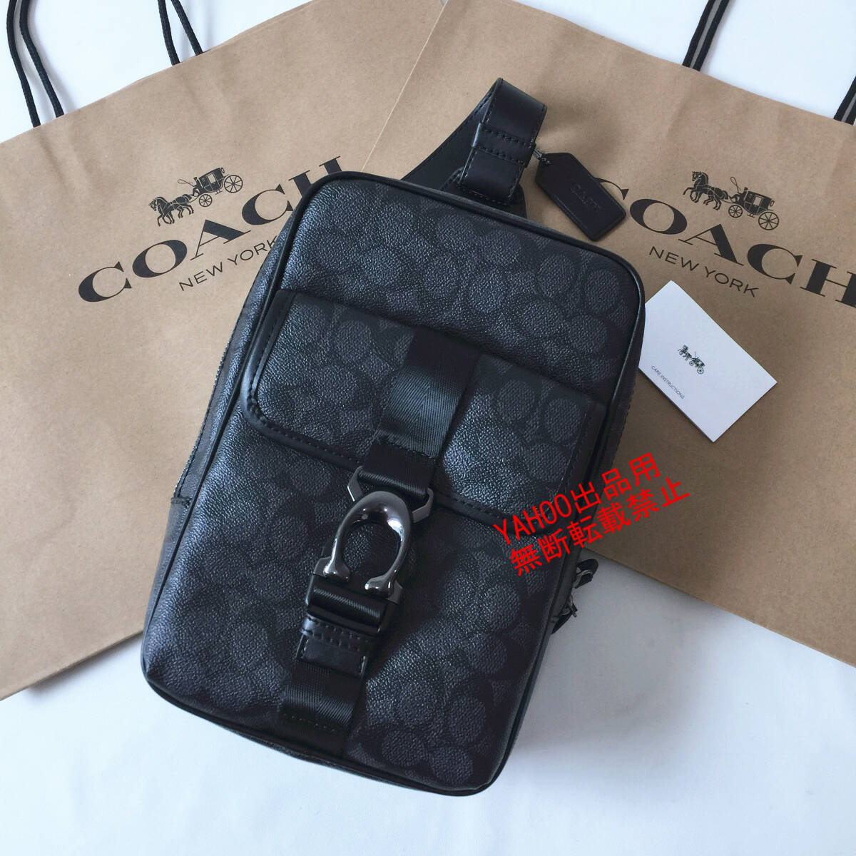 ★COACHバッグ★コーチ CM378 チャコール×ブラック ベックパック ボディーバッグ ショルダーバッグ クロスボディー アウトレット品 新品の画像1