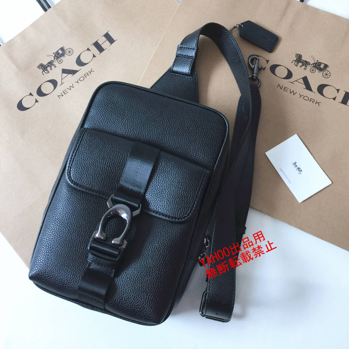 ★COACHバッグ★コーチ CM380 ブラック ベックパック シグネチャー ボディーバッグ ショルダーバッグ クロスボディー アウトレット品 新品_画像1