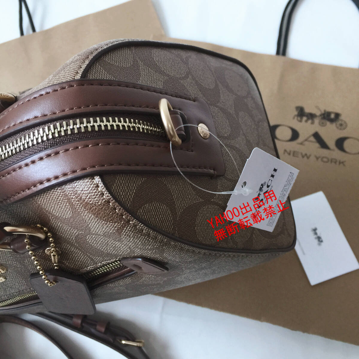 ★COACHバッグ★コーチ F83607 ライトブラウン ハンドバッグ ショルダーバッグ クロスボディー2WAY ボストンバッグ アウトレット品_画像4