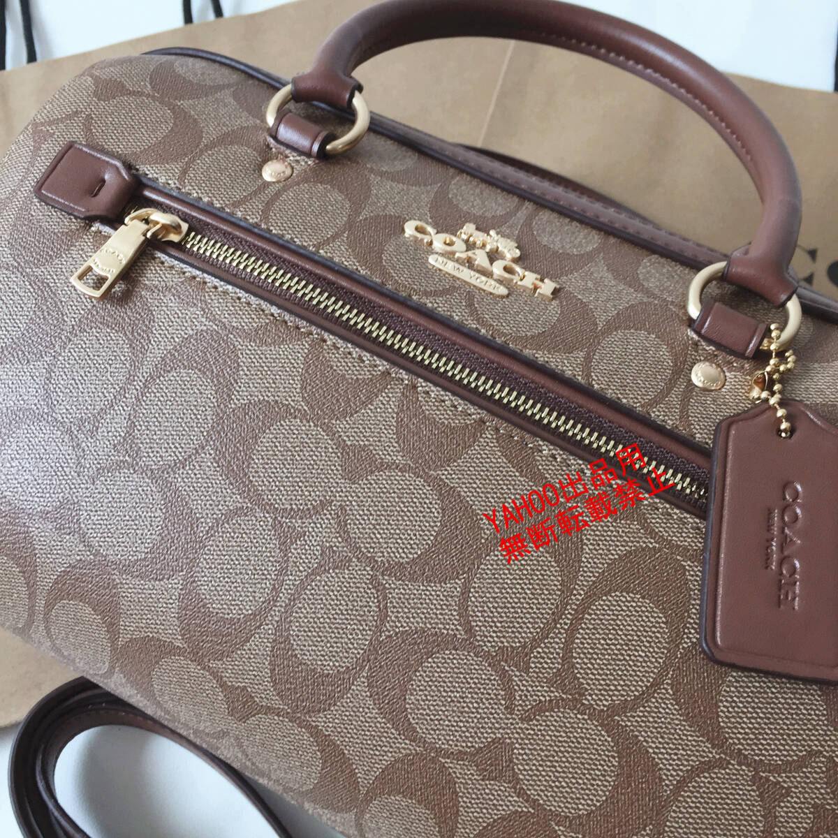 ★COACHバッグ★コーチ F83607 ライトブラウン ハンドバッグ ショルダーバッグ クロスボディー2WAY ボストンバッグ アウトレット品_画像2