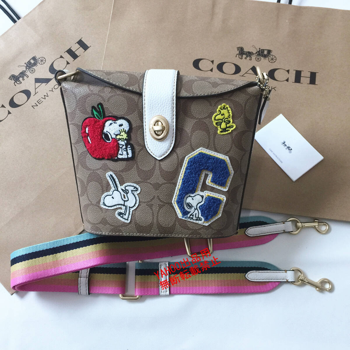 ★COACHバッグ★コーチ C4113 スヌーピーコラボ ワッペン ショルダーバッグ クロスボディ 斜めがけバッグ レディースバッグ アウトレット品_画像1