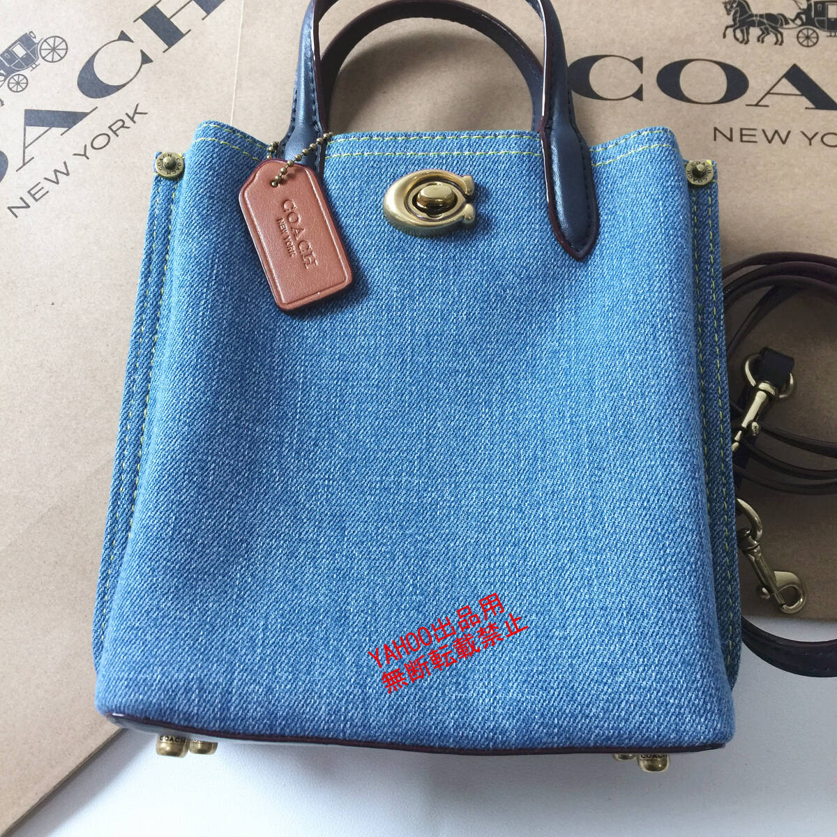 ★COACHバッグ★コーチ CR677 デニム ハンドバッグ トートバッグ ショルダーバッグ 手提げバッグ 2WAY斜め掛けバッグ アウトレット品 新品_画像2