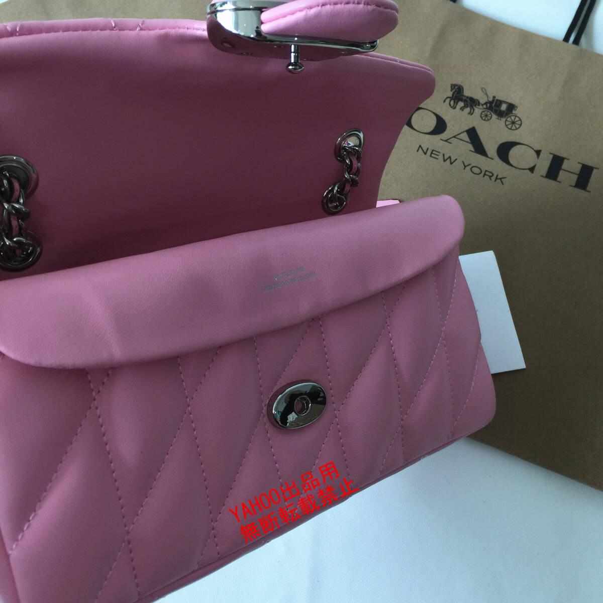 ★COACHバッグ★コーチ CP147 ビビッドピンク タビー ショルダーバッグ 26・キルティング クロスボディーレディースバッグ アウトレット品_画像6