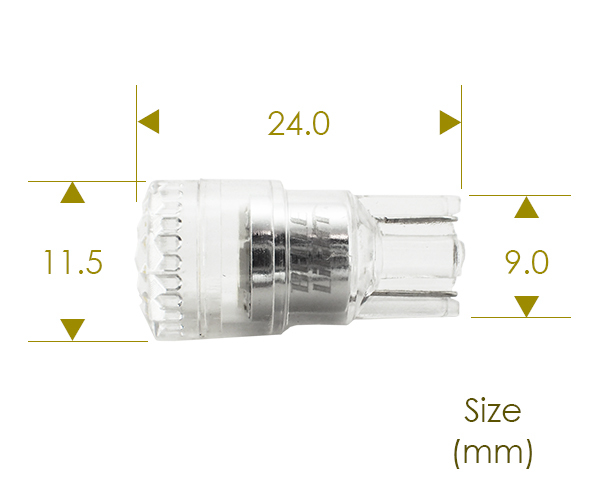 T10 LED イエロー 2個セット ダイヤモンドカットレンズ拡散型 黄色 ポジション ルームランプ レモンイエロー 無極性 12V用 LX015_画像3