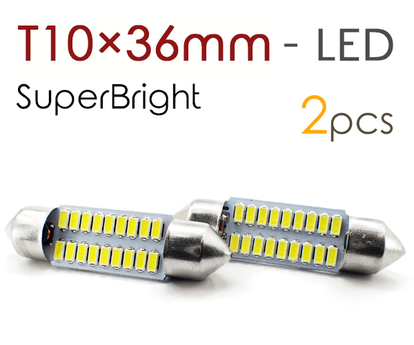 2個セット T10×36mm LED ルームランプ ナンバー灯 18連 白 無極性 ホワイト フットランプ 3014チップ 12V用LEDバルブ EX101_画像5