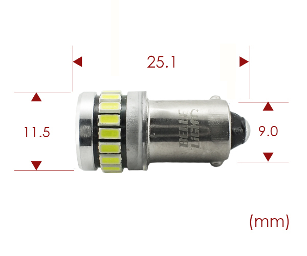 2個 BA9s LED 24連 ホワイト 無極性 G14 6000K-6500K ポジション ナンバー灯 ルームランプ 白 爆光 12V用LEDバルブ EX161_画像3
