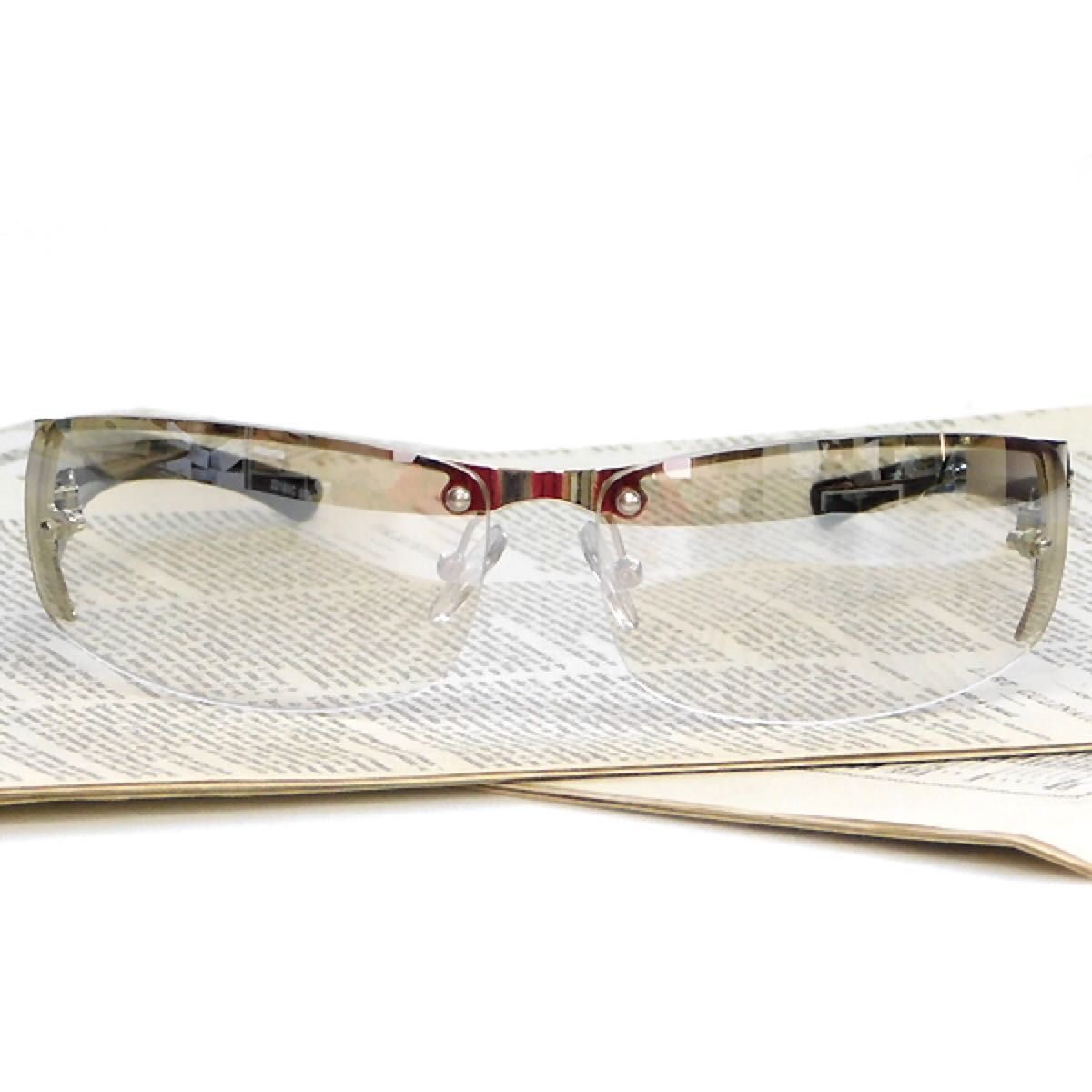 新品 オラオラ系 サングラス メンズ クロスチャーム付き クリアハーフレンズ 伊達メガネ 伊達眼鏡 UVカット ちょい悪系