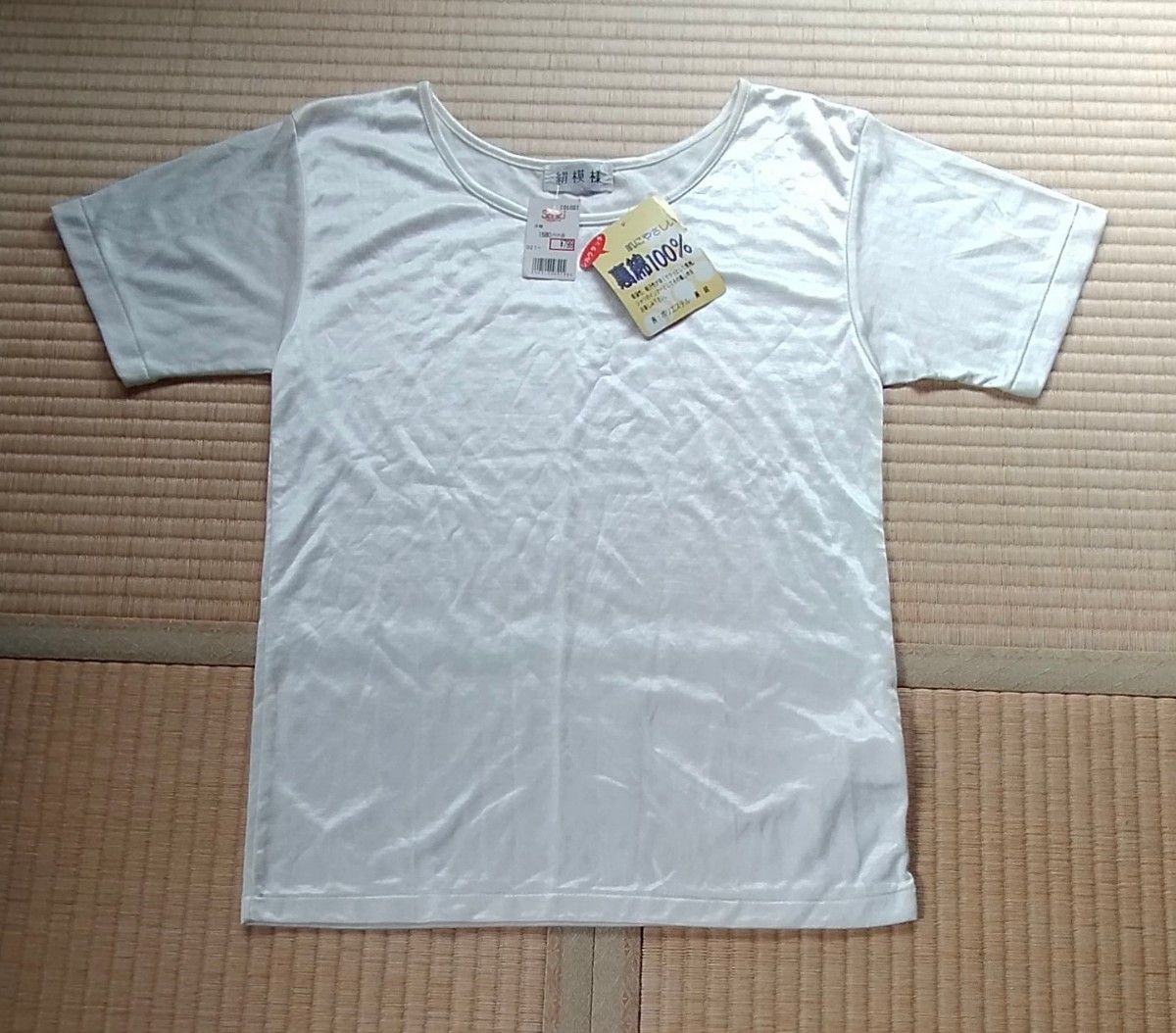 半袖　レディースシャツ　 L　2枚組　新品　 オフホワイト　クリーム色　絹模様　インナー　シルクタッチ　Tシャツ　クールビズ
