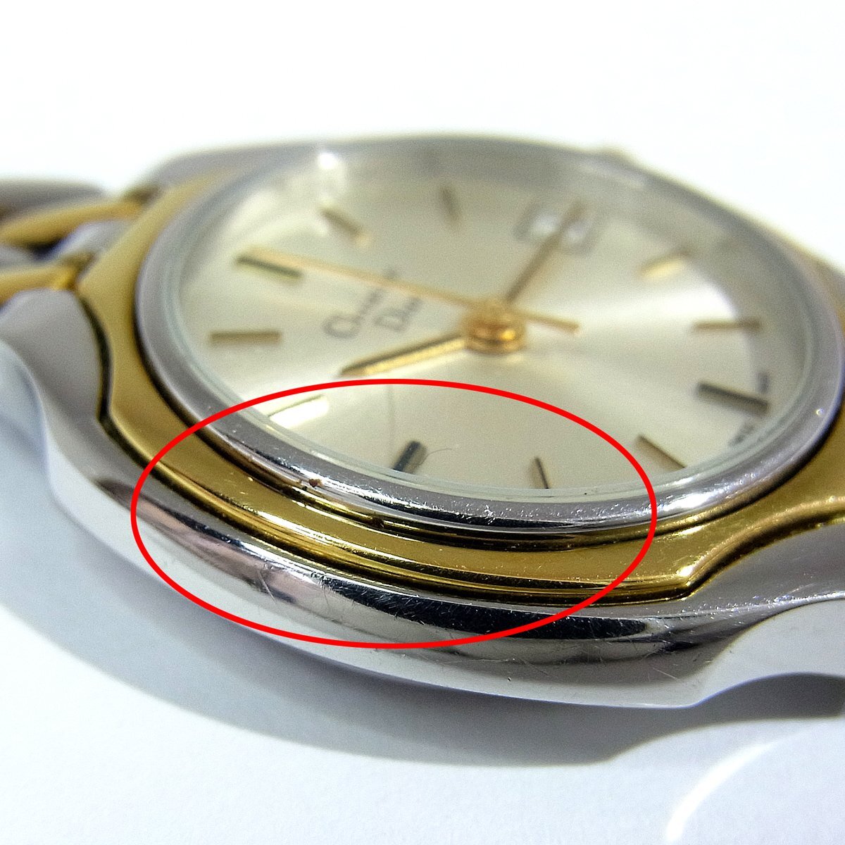 ディオール 3001 レディース クォーツ 腕時計 SS デイト 3針 コンビカラー Christian Dior 稼動品 ∞_画像6