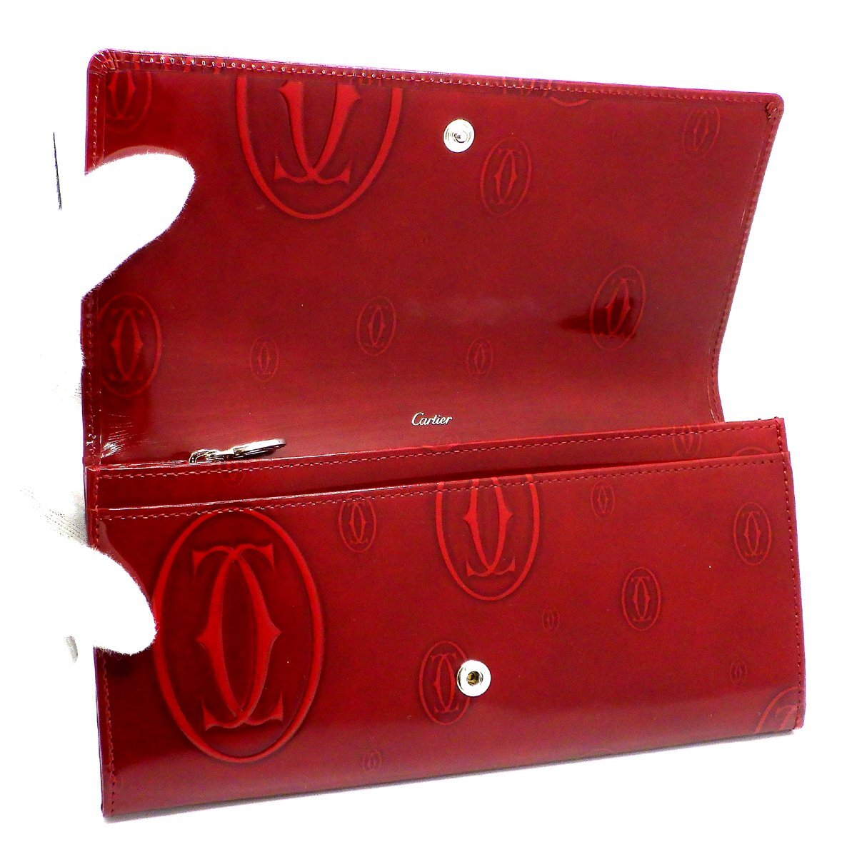 カルティエ L3001281HB 二つ折り 長財布 赤 カード12 未使用 長期展示品●_画像4