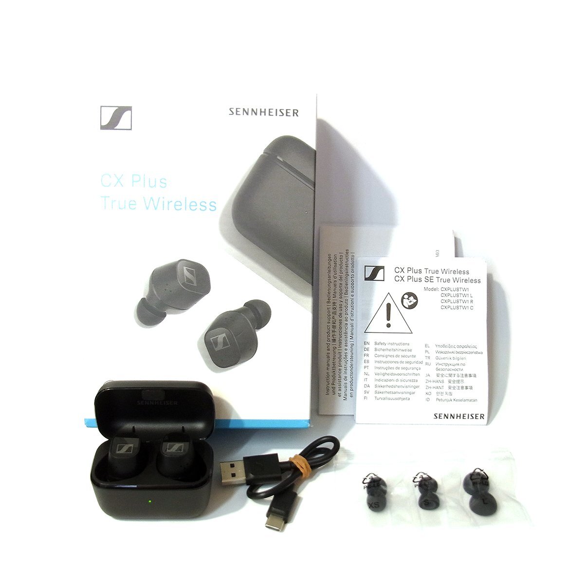 美品 ゼンハイザー ワイヤレスイヤホン CX Plus True Wireless Bluetooth 黒 ブラック 通電確認済 長期保管品 SENNHEISER 〓_画像8