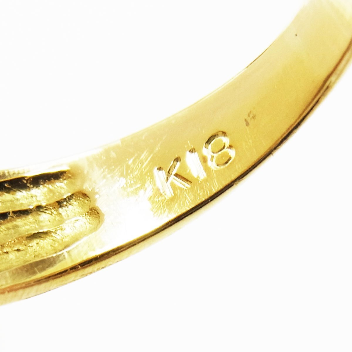 K18 デザインリング ダイヤ(石目なし) 約9号 縦幅:約7.6mm 約3.0g ゴールド 指輪 ■_画像6