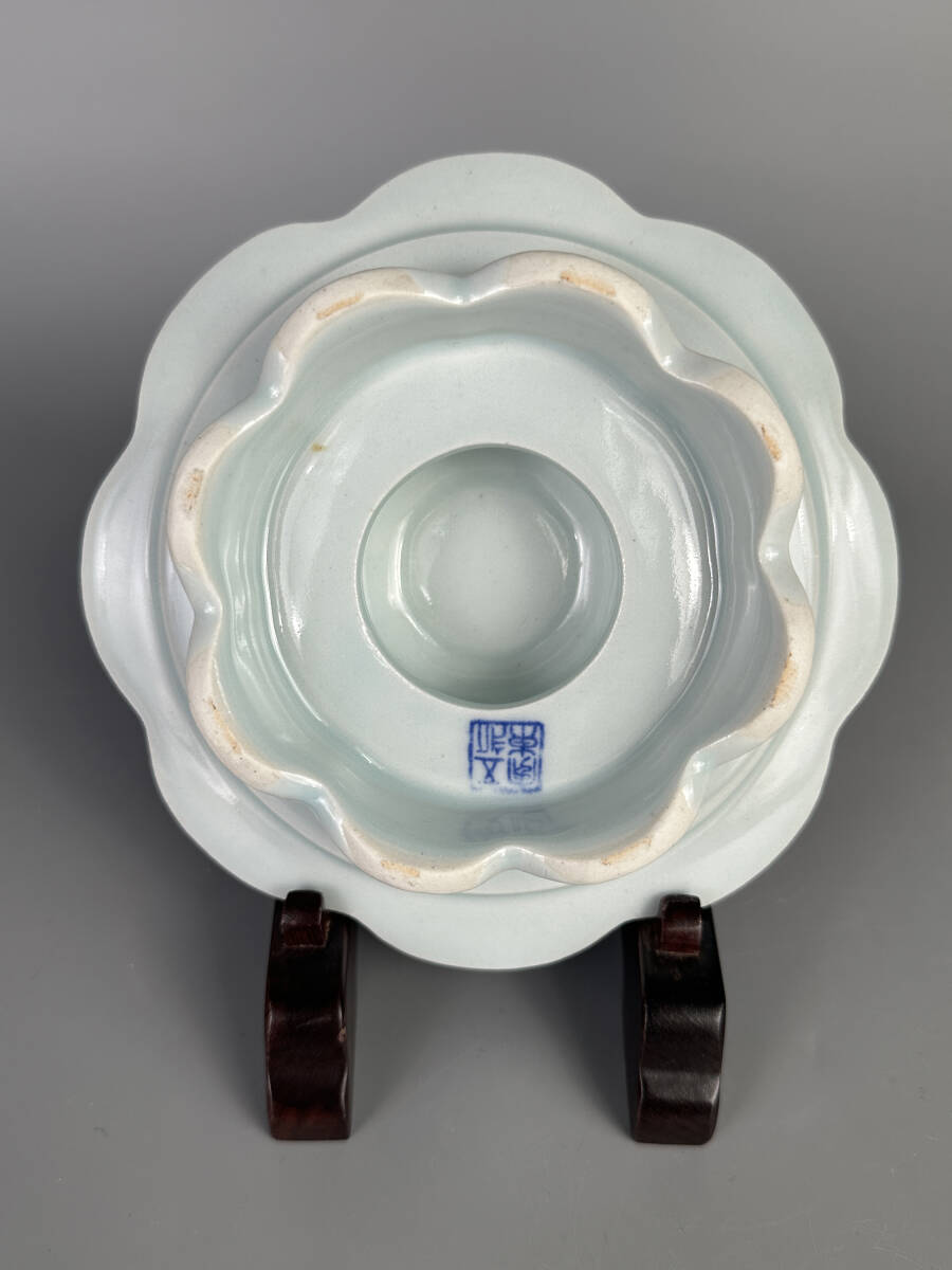 韓国美術 安東五 款 白磁堆刻仙鶴文茶碗 盃 酒器 茶道具 の画像9