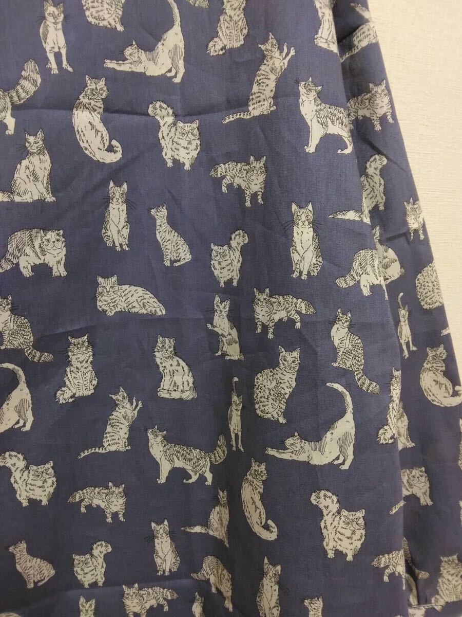 ハンドメイド ドロップショルダーブラウス リバティプリント LIBERTY ANIMALS Meow ミャオウ すみれグレー 使用_画像7