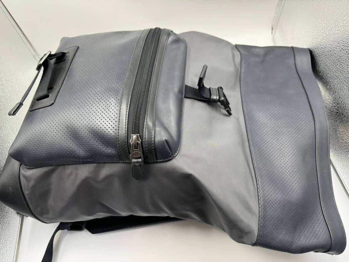  high capacity *COACH beautiful goods Coach puff . Ray tedoF56662 business bag rucksack men's dark navy × gray A4* leather nylon 