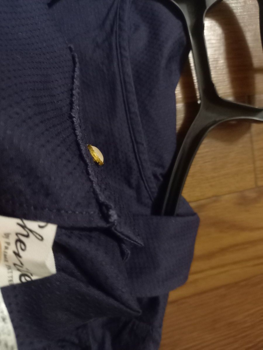 Cherite 半袖 ブラウス Tシャツ 紺 青 リボン付き 丸襟 フリル 可愛い Mサイズ アクシーズファム ネイビー