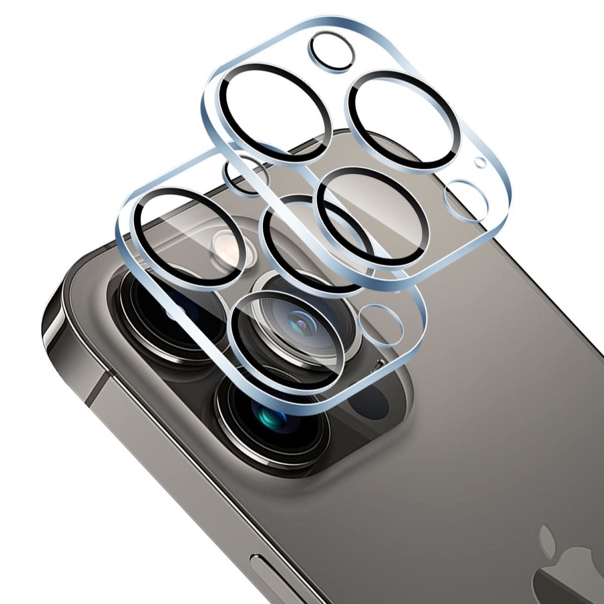 iPhone13Pro/ProMaxカメラフィルム2枚 指紋認証レンズ保護カバー Plus用カメラフィルム 強化ガラス