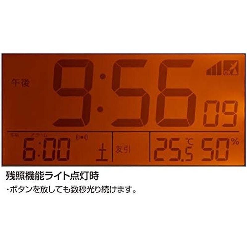 □電波時計 目覚まし時計 電子音アラーム 温度 湿度 カレンダー 六曜 ライト付