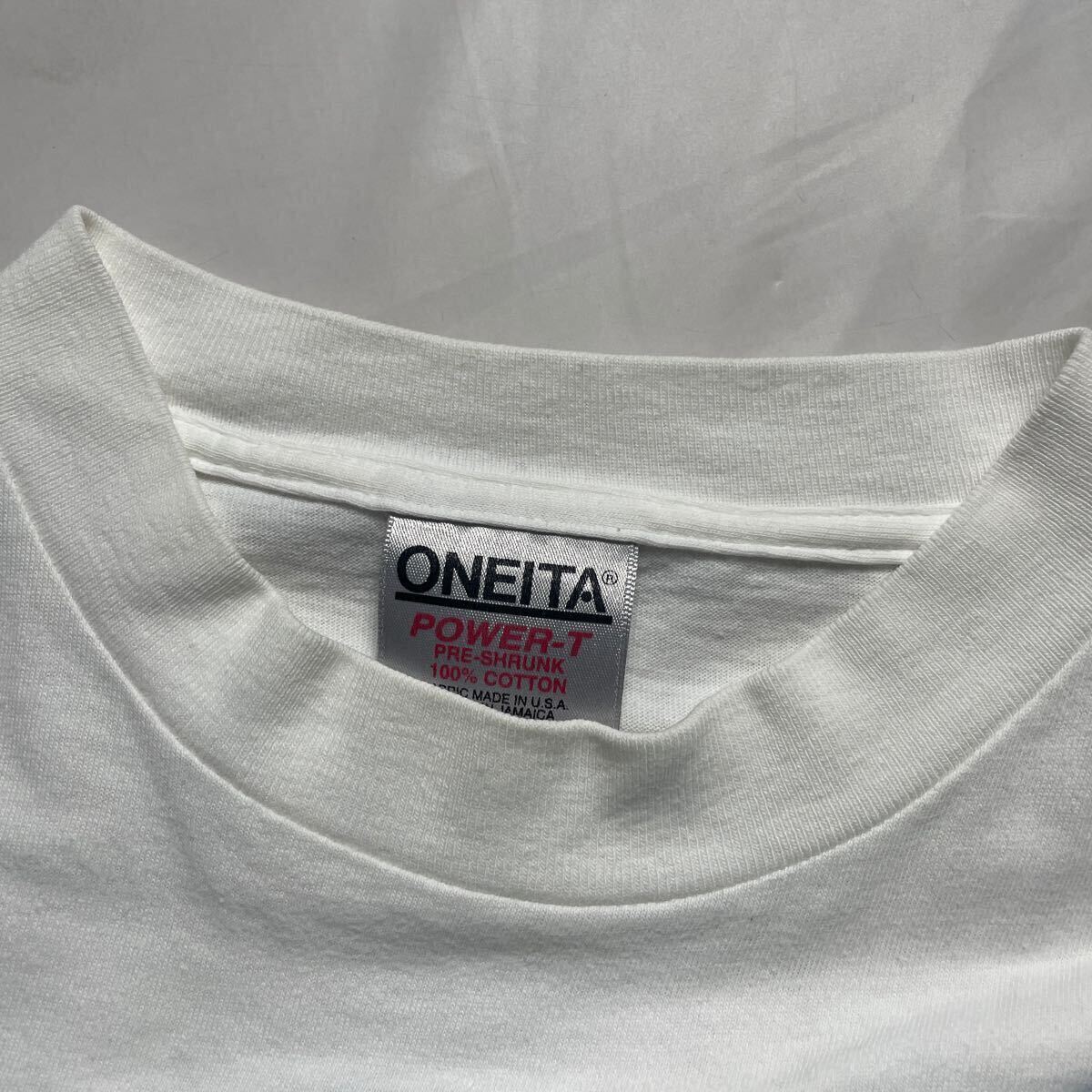 90's ONEITA 半袖プリントTシャツ　古着　XLサイズ　ホワイト　ヴィンテージ _画像6