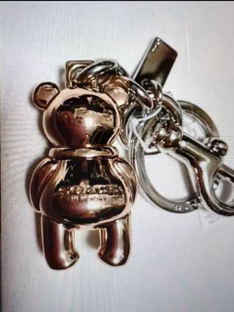  new goods tag attaching * Coach pink gold & diamond I Bear charm key holder 
