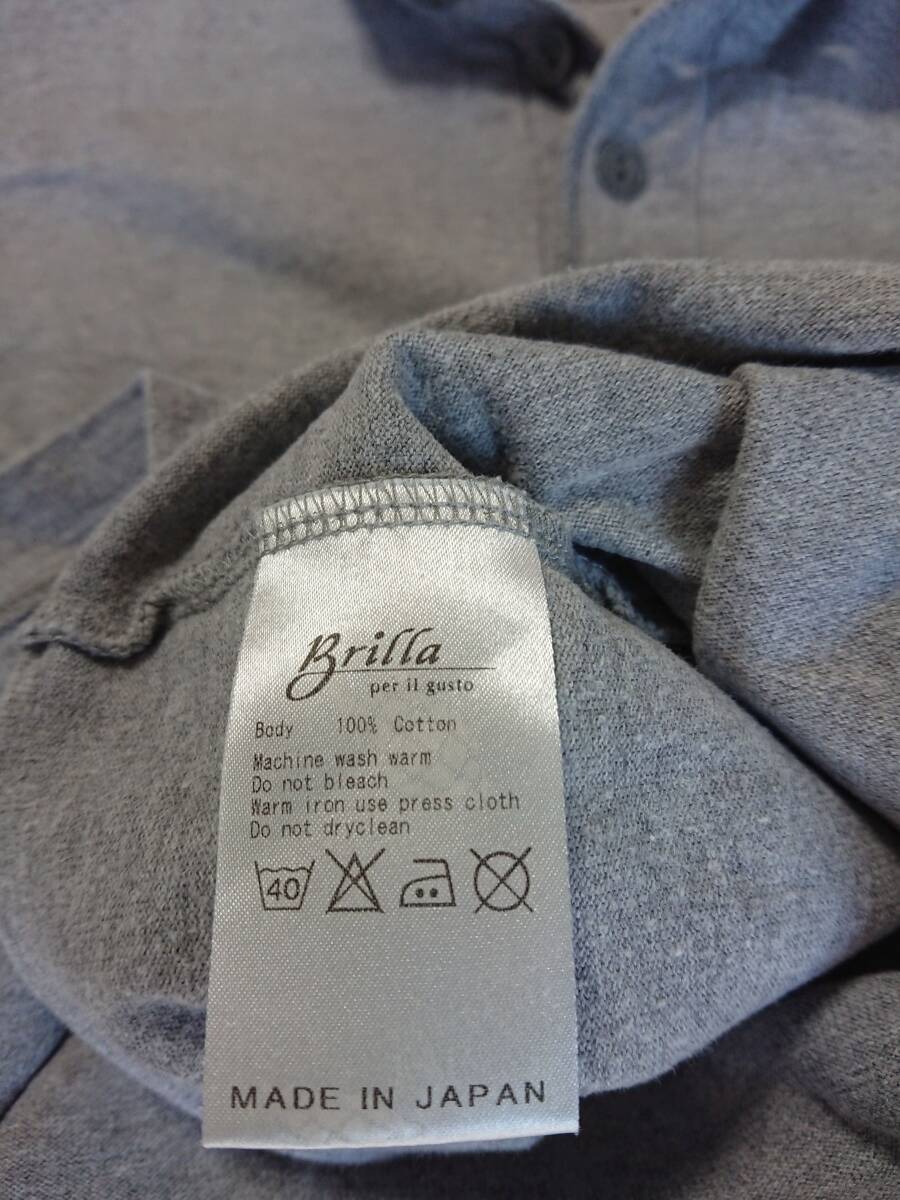 Brilla pel il gusto yellowtail lape Louis ru Gusto / Henley neckline T-shirt gray / BEAMS F