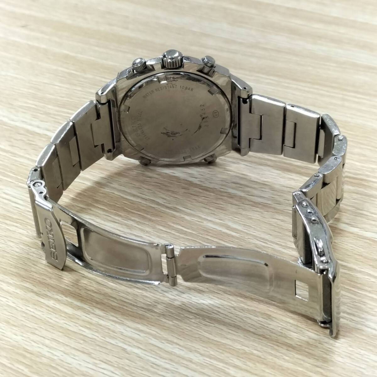 セイコー SEIKO 7T32-9000 クロノグラフ 青文字盤 クォーツ 腕時計 メンズ 不動品【18140_画像5