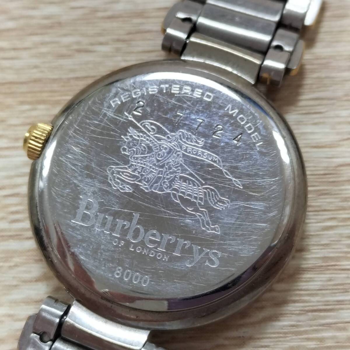 バーバリーズ Burberrys 8000 腕時計 3針 白文字盤 シルバー×ゴールド クォーツ ラウンド レディース【17722_画像6