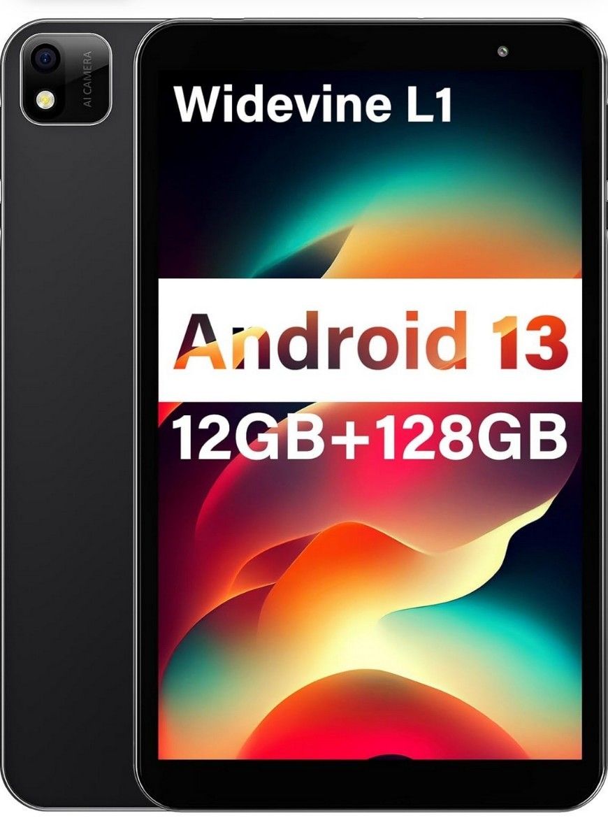 Widevine L1 対応 タブレット 8インチ Android13 黒
