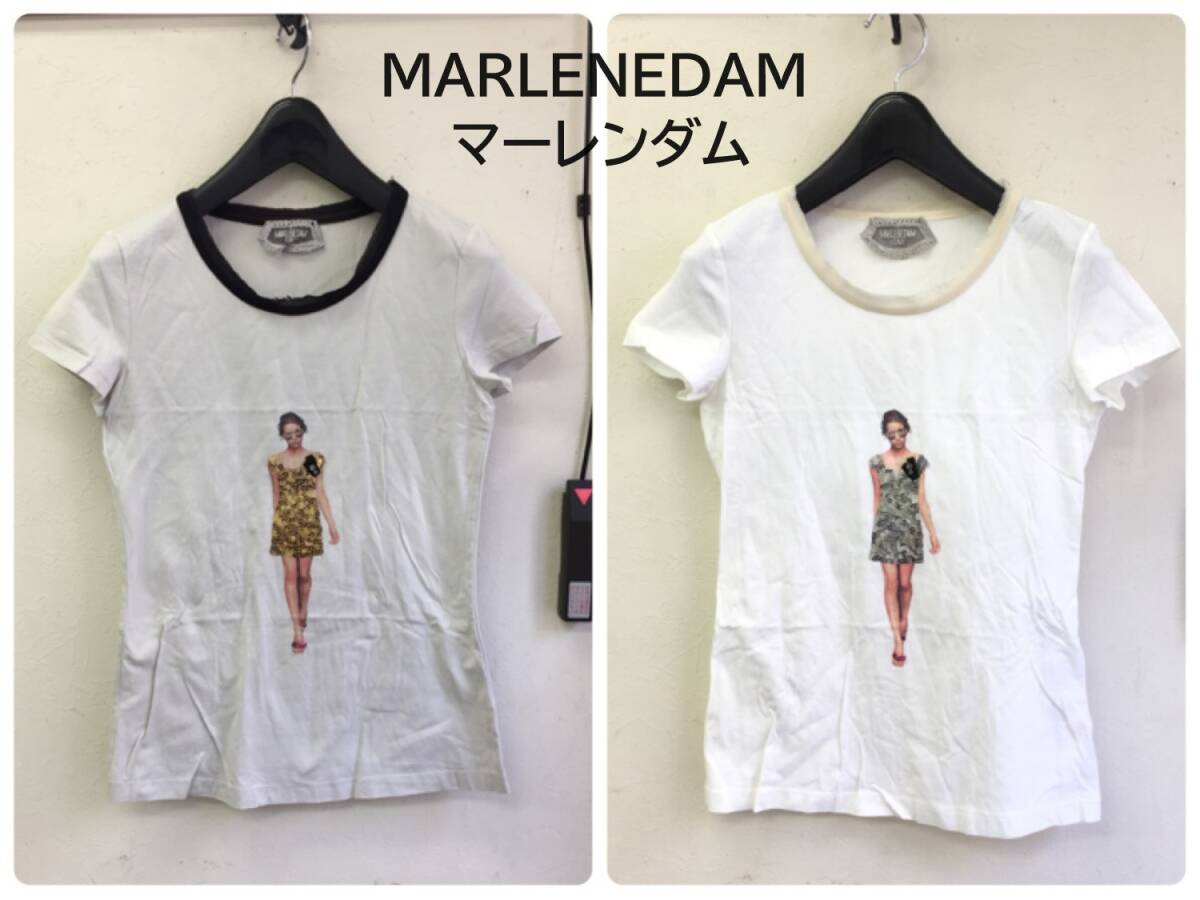 [洋服] トップス「MARLENEDAM」2着セット マーレンダム サイズ40 半袖 灰色/グレー系 白色/ホワイト系 スパンコール スワロフスキー _画像1