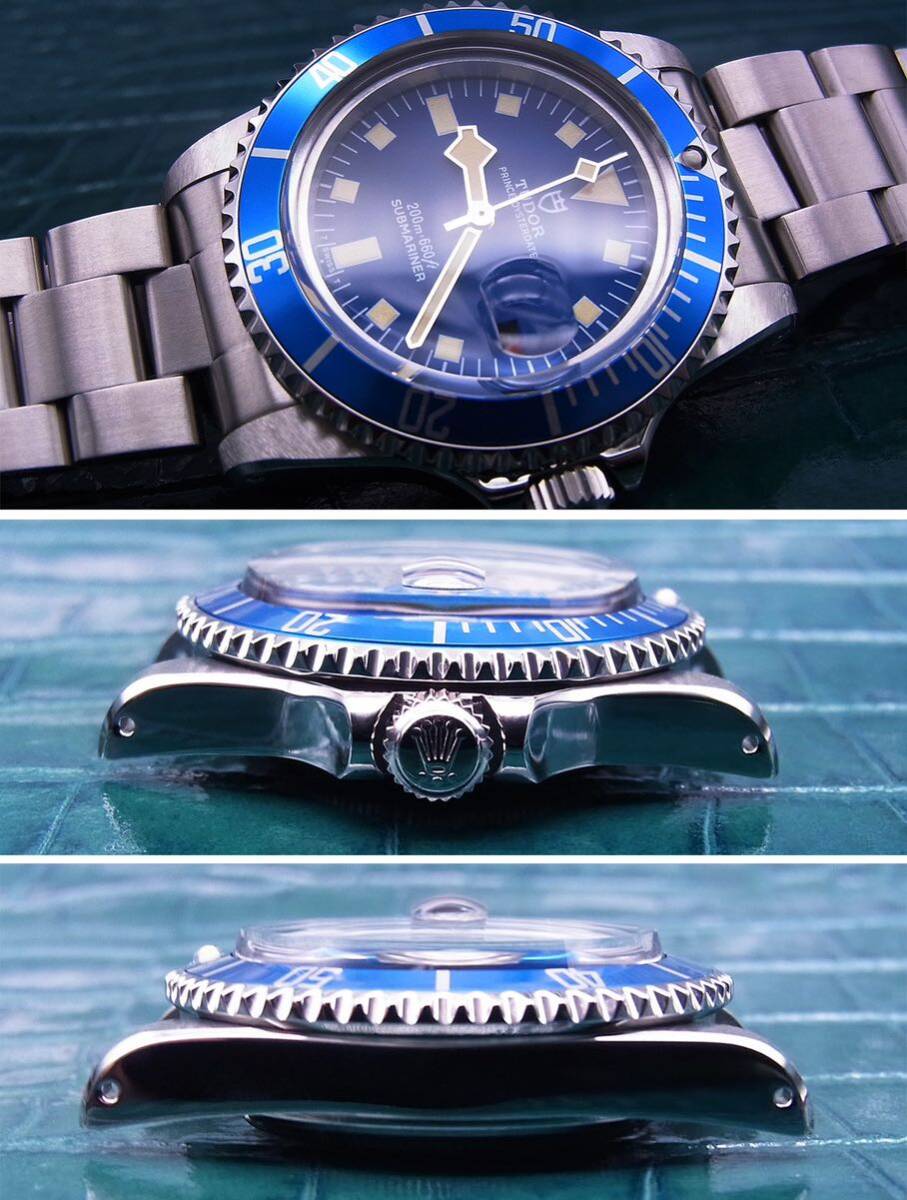 TUDOR ヴィンテージカスタム　Ref.9411/0 スノーフレーク / 青イカサブ OH済　サブ専用ブレス　カレンダー赤黒　精度Good ！_画像6