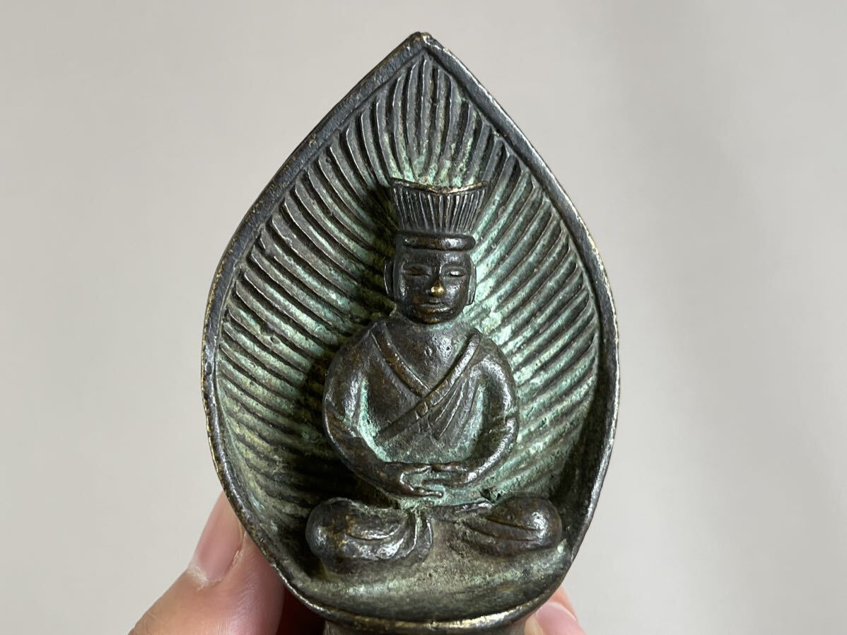 旧家整理品 時代物 仏像 仏教美術 置物 銅製 立像 古銅 時代物 観音菩薩 銅器 銘文 箱付 古物保証 検:中国 朝鮮 李朝 日本_画像3