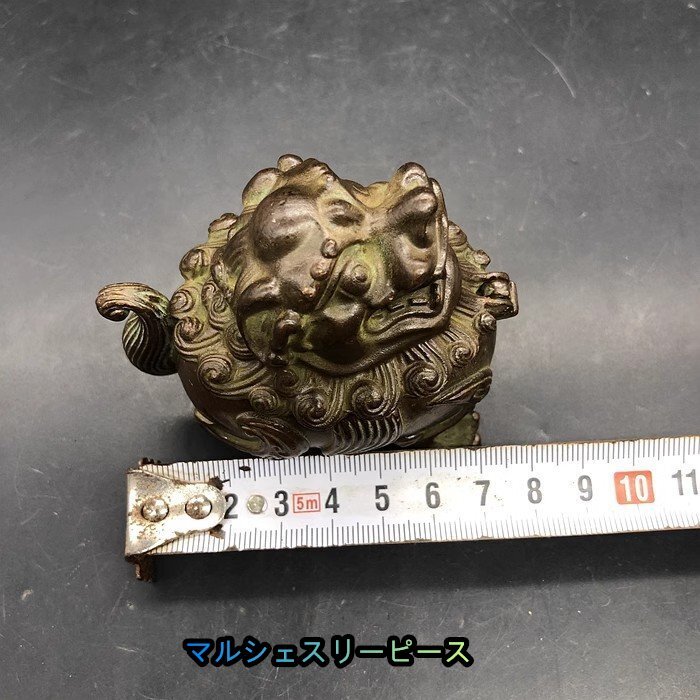 超美品! 金属 古銅彫 獅子 獅子 香炉 香道具 置物 古賞物 装飾 収蔵品 鑑賞　中国美術品_画像4