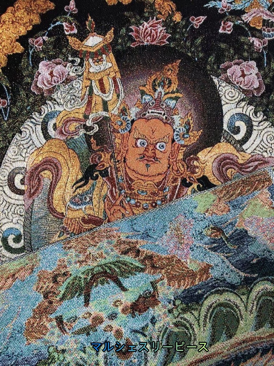 China chi спальное место ..... Don ka золотой нить вышивка .. тканый предмет изображение Будды .. состояние . Tenno буддизм изобразительное искусство Y38120