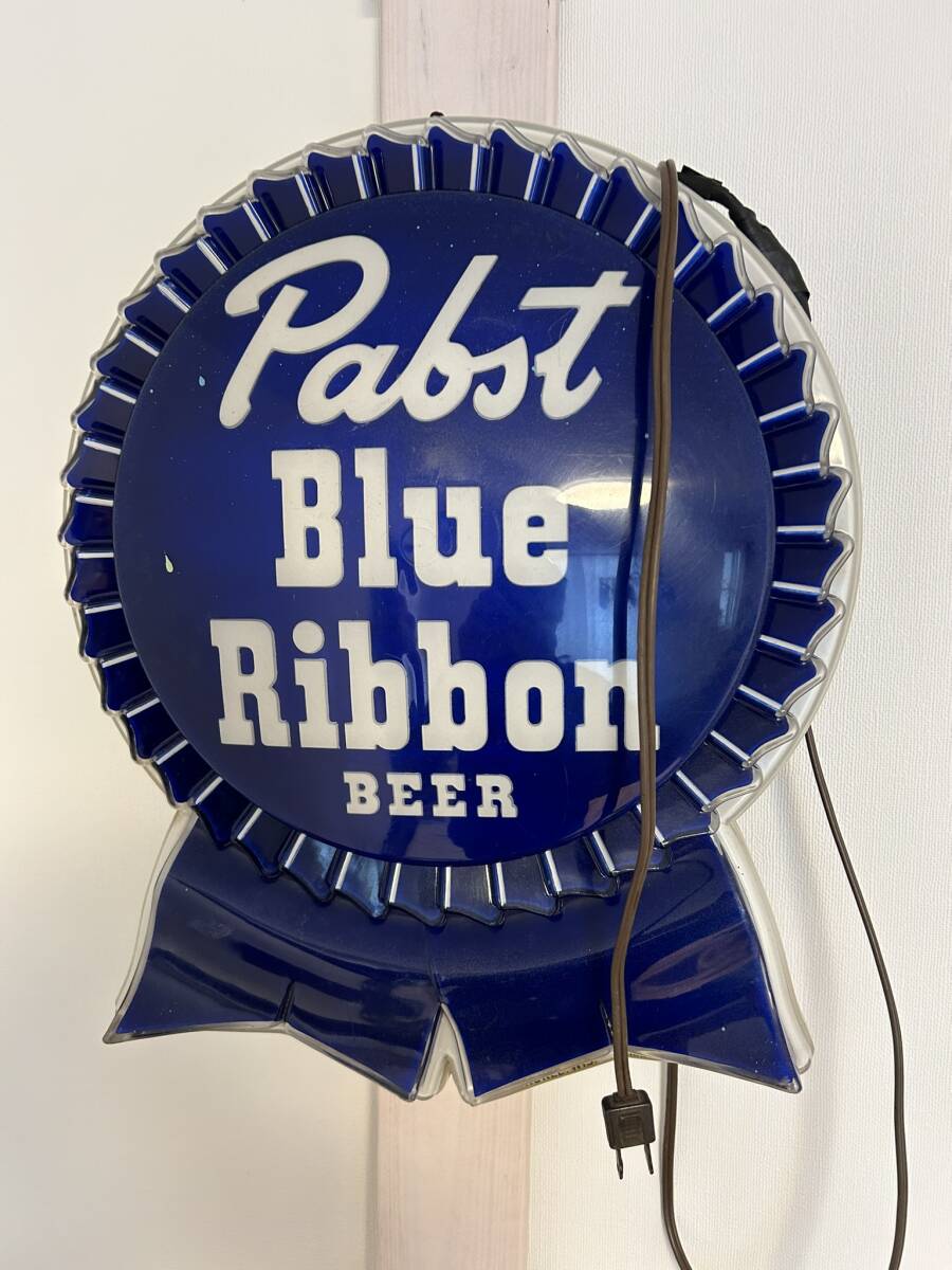 作動OK 極希少 60's パブスト 照明 LED付き Pabst Blue Ribbon ライト Budweiserランプ ビンテージ アメリカン テンダーロイン_画像9