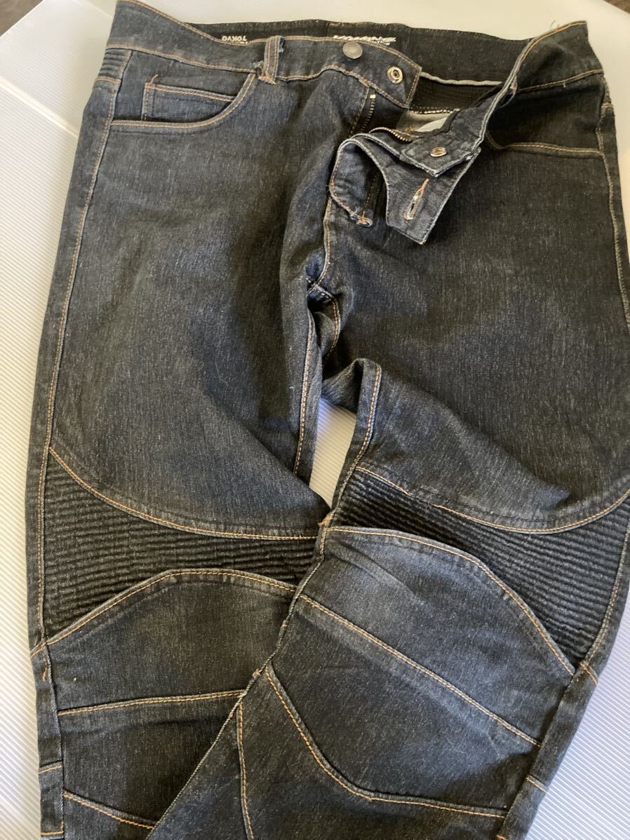 KOMINE Komine lai DIN g Denim Rider's брюки колени накладка ввод стрейч Denim джинсы XL размер б/у 