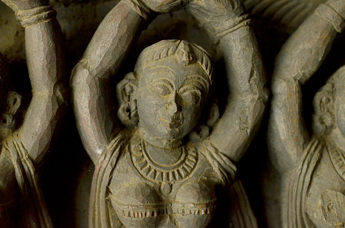 [YB]E old fee India ..hindu-ap Sara s tree carving Buddhist image * tree carving Buddhist image * seal times Buddhism fine art old . antique ... image seat image 24Y354-5
