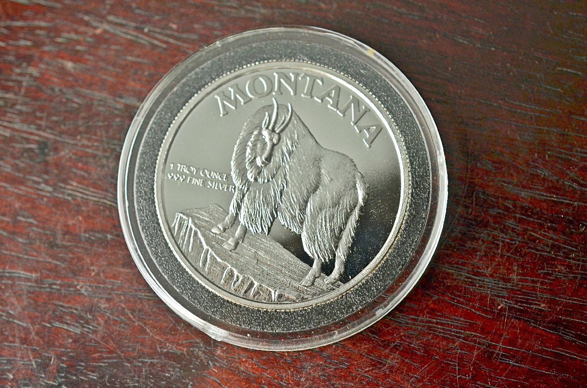 【YB】モンタナ州立100周年記念 1989年発行 1トロイオンス(1オンス) 銀貨 ★montana1Ozコインケース付属24Y343_画像2
